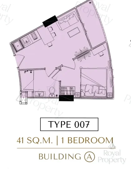 Планировка Type 007 1 bedroom 41 м² в Building A