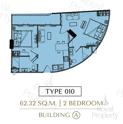 Планировка Type 010 2 bedroom 62,32 м² в Building A