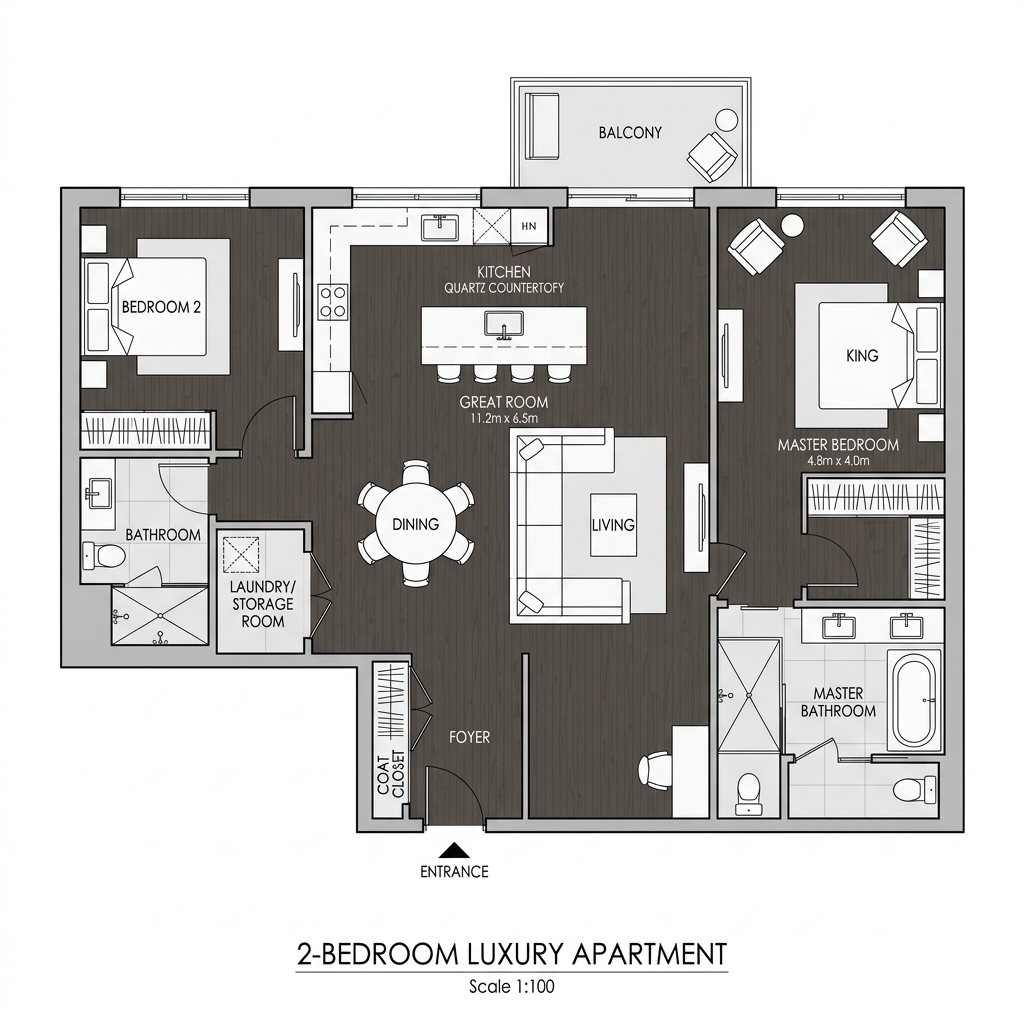 Схема планировки 1-Bed