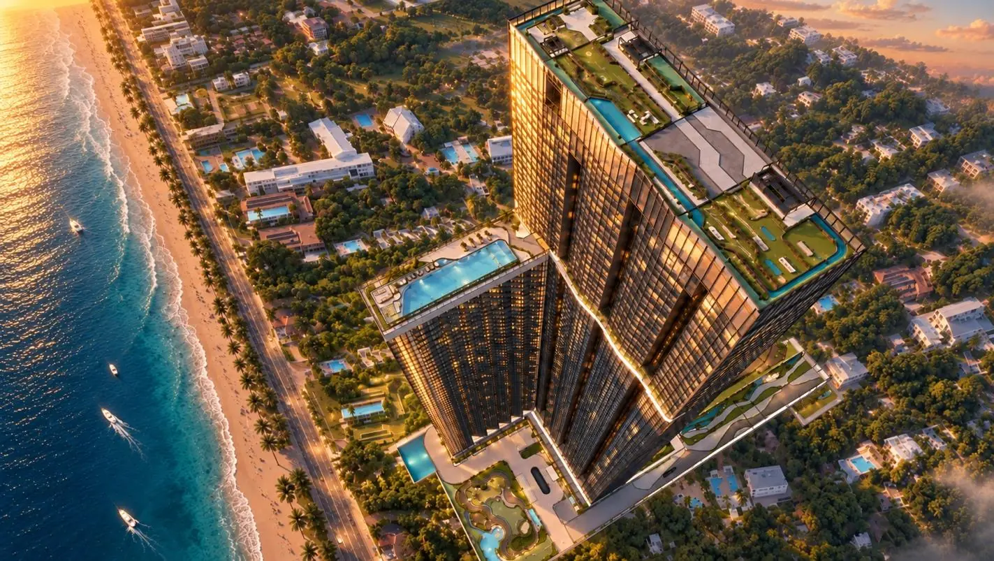 LUCEAN BAY на Джомтьене — визуализация комплекса с высоты