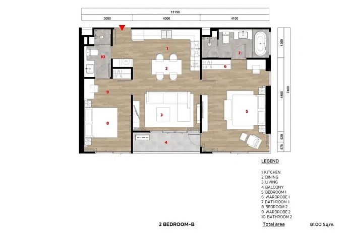 The Ozone Oasis Condo — апартаменты с 2 спальнями, 72-81 м² — фото объекта 8, Пхукет