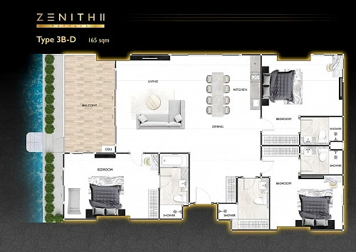Zenith Pattaya II — планировка квартиры 11