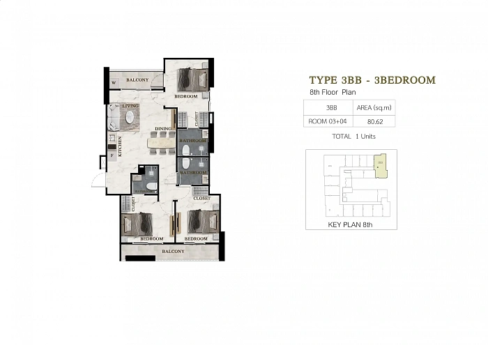 Siam Oriental Beach — апартаменты с 3 спальнями, 58-69 м² — фото объекта 11, Паттайя