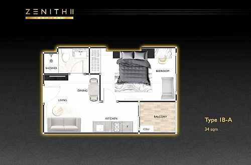 Zenith Pattaya II — планировка квартиры 1