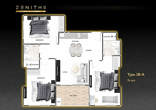 Zenith Pattaya II — планировка квартиры 9
