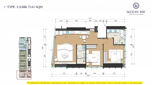 Lucean Bay Jomtien Pattaya — планировка квартиры 14