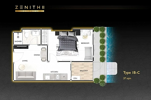 Zenith Pattaya II — планировка квартиры 3