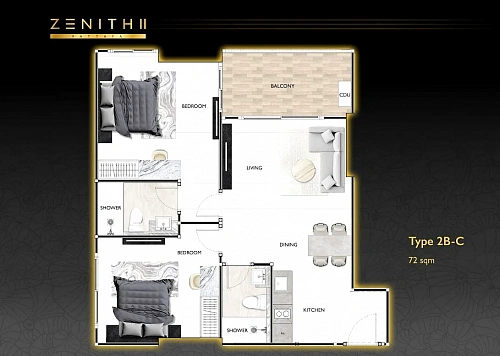 Zenith Pattaya II — планировка квартиры 7