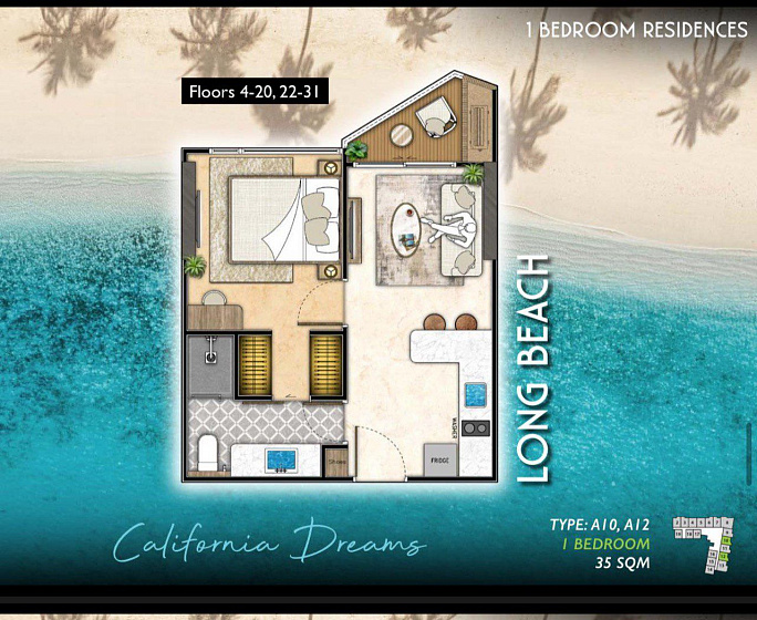 The Riviera Santa Monica — апартаменты с 1 спальней, 35 м² ID578095 — фото объекта 10, Паттайя