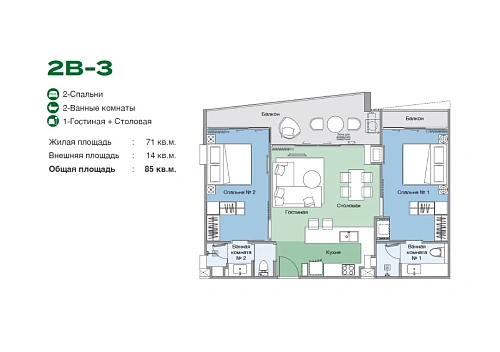 Skypark Elara — планировка квартиры 3