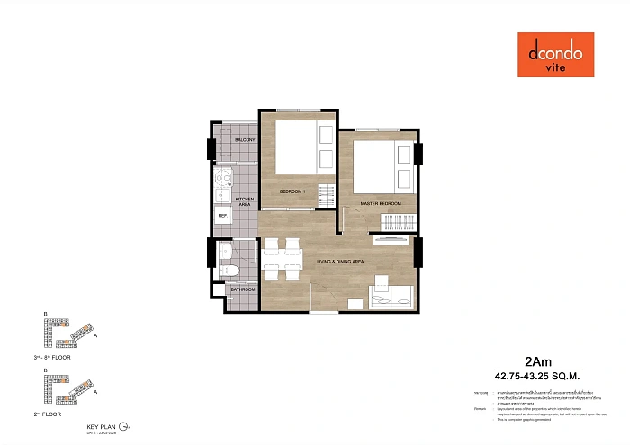 Dcondo Vite — апартаменты с 2 спальнями, 42.75 – 43.75 м² — фото объекта 3, Паттайя