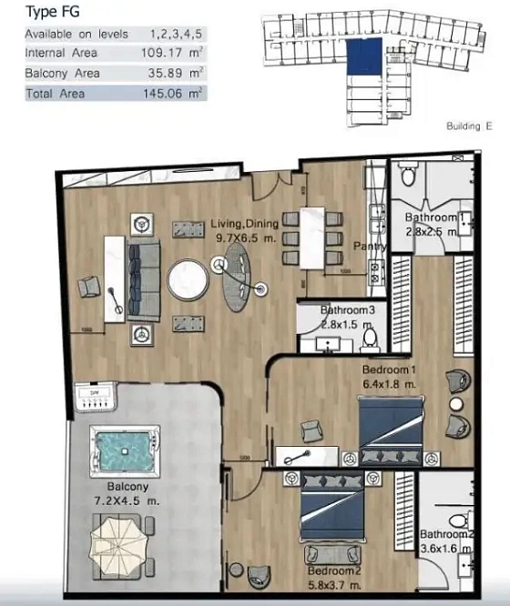 Sunshine Beach Resort — апартаменты с 2 спальнями, 54-145 м² — фото объекта 9, Пхукет