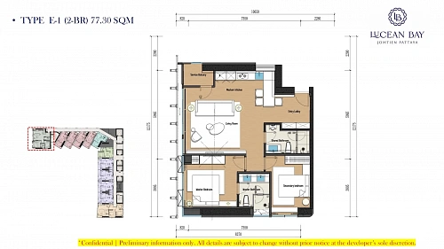 Lucean Bay Jomtien Pattaya — планировка квартиры 12