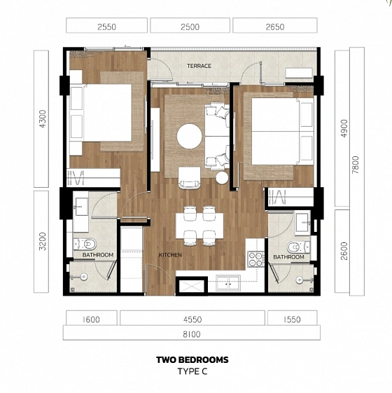 VIP Tropika —  апартаменты с 2 спальнями 60-85 м² — фото объекта 4, Пхукет