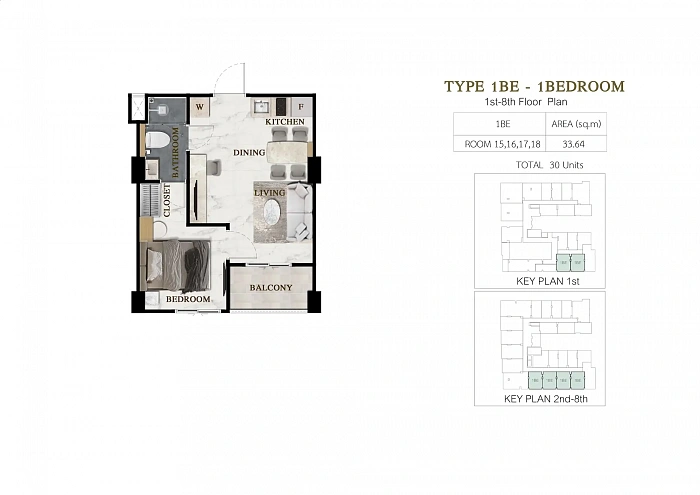 Siam Oriental Beach — апартаменты с 1 спальней, 33-39 м² — фото объекта 11, Паттайя