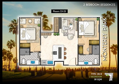 The Riviera Santa Monica — планировка квартиры 22