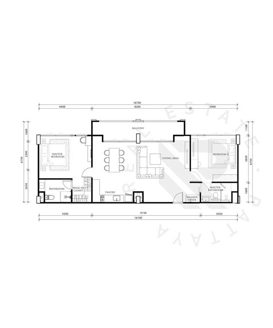 The Embassy — апартаменты с 2 спальнями, 51 - 102 м² — фото объекта 25, Паттайя