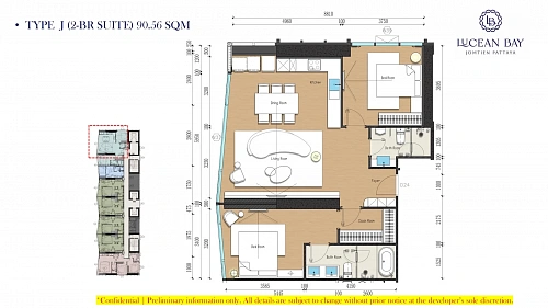 Lucean Bay Jomtien Pattaya — планировка квартиры 15
