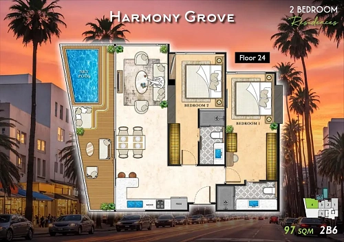 The Riviera California — планировка квартиры 29